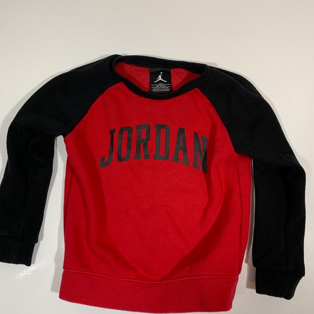 Jordan Baby Sweatshirt Red Black Spellout …